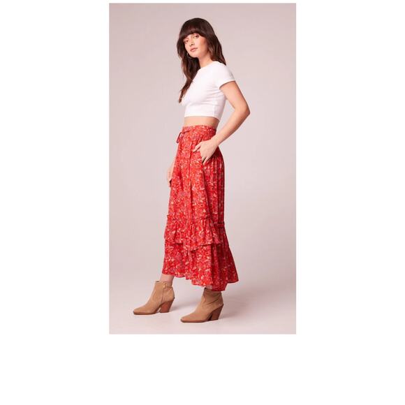 BAND OF THE FREE BOG NINETTE CRIMSON FLORAL MAXI SKIRT M NEW|BOHO - Picture 3 of 8